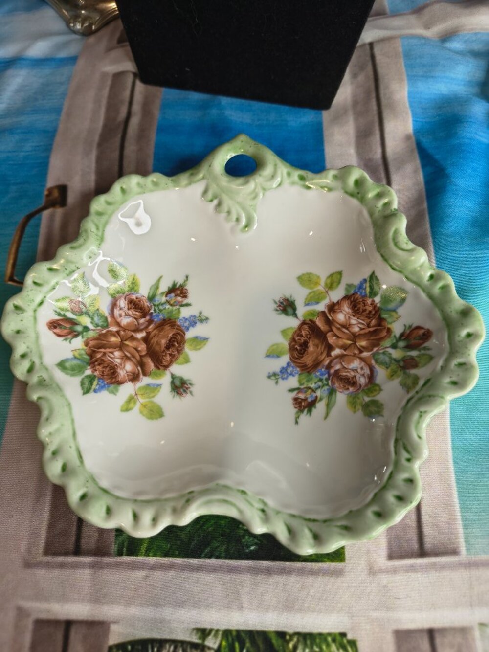 Vintage Porcelain Rose Nut Bowl
